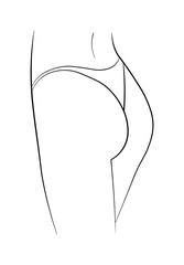 butt woman panties bikini black white drawing