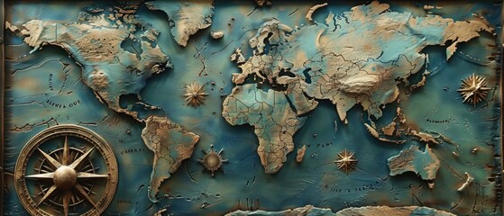 Vintage old sea map background