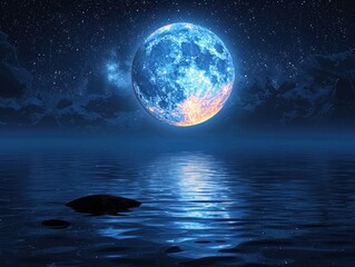 Night sky with stars and full moon background