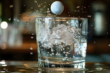 Golf ball in water with floating ball