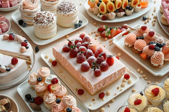 A table showing a range of desserts
