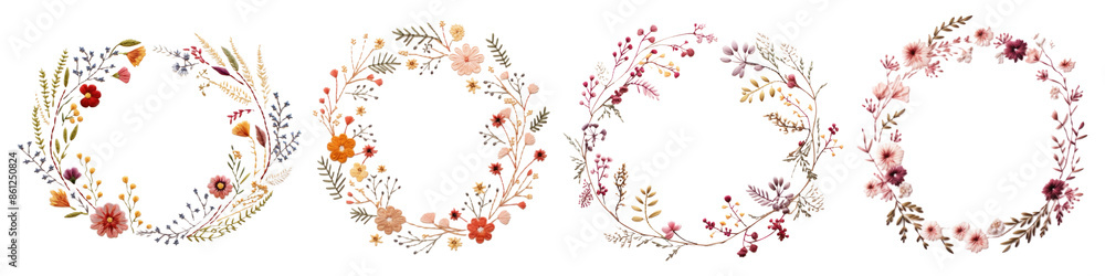 Sticker Elegant floral wreath designs collection png set