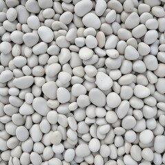 White gravel stones, close-up view of a pile of small, smooth, rounded pebbles
