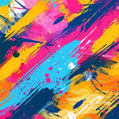 Colorful Abstract Pop Art Style Brush Stroke Pattern
