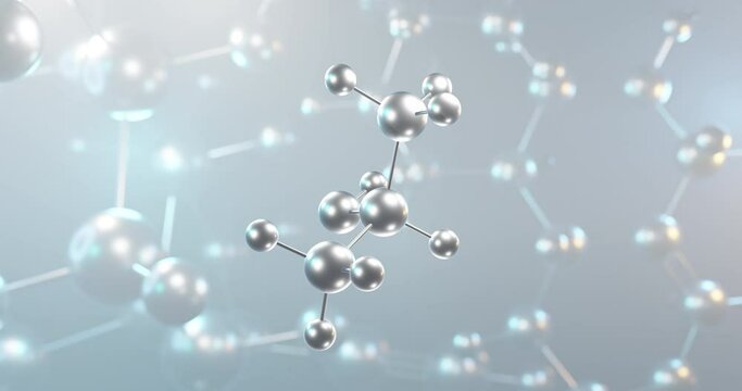 Isopropanol rotating 3d molecule, molecular structure of isopropyl alcohol, seamless video
