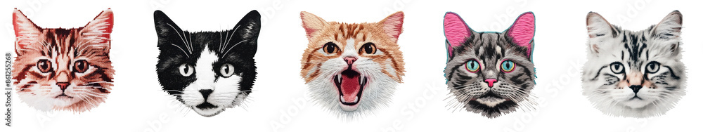 Poster embroidery pattern mammal animal png on transparent background