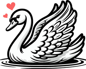 white swan on the water vector illustration