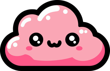 cute pink cloud character cartoon illustration