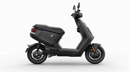 Black modern electric scooter isolated on white background