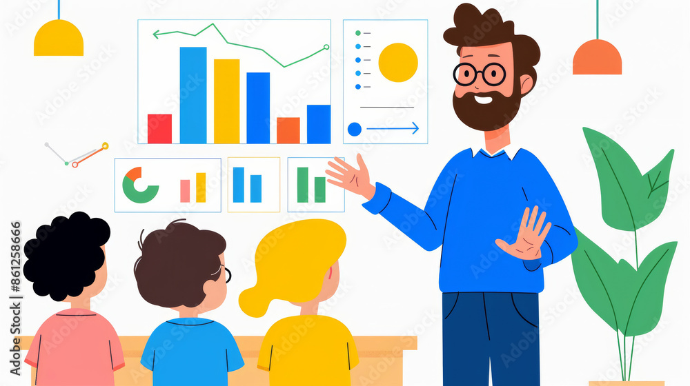 Poster 'teacher discussing classroom rules and expectations with students, standing in front of a bulletin 