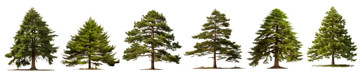 Pine tree png element set on transparent background
