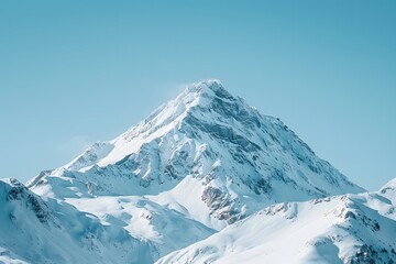 Snowy peak with skiers