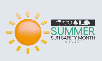 Summer sun safety month is observed every year in August, celebrated to aware about some of the damaging effects of ultraviolet (UV). 3D Rendering