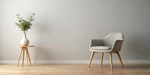 Modern Scandinavian chair and trendy vase in minimalist interior setting, Scandinavian, modern, interior, chair, trendy