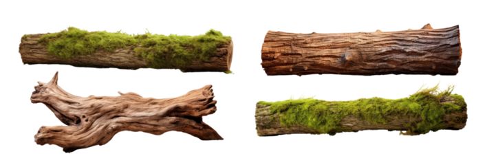 Wooden log png element set on transparent background