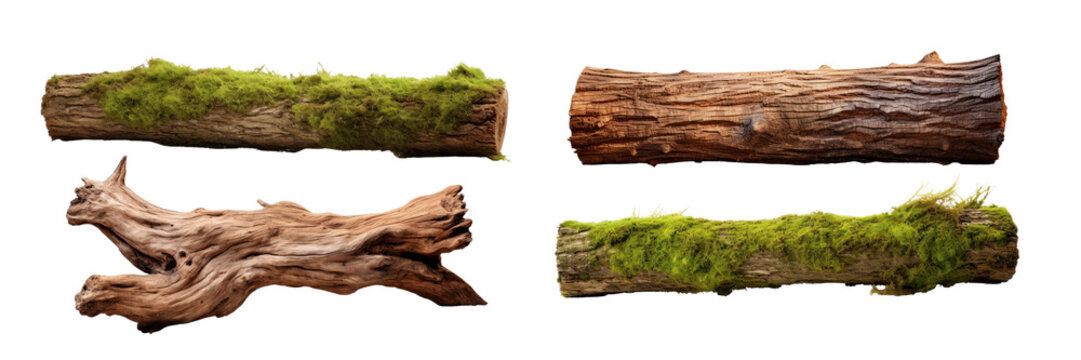 Wooden log png element set on transparent background
