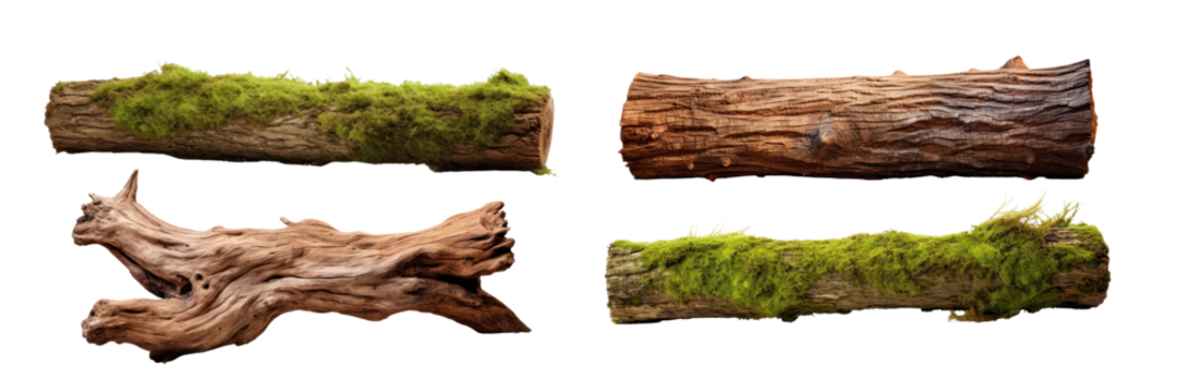 Wooden log png element set on transparent background