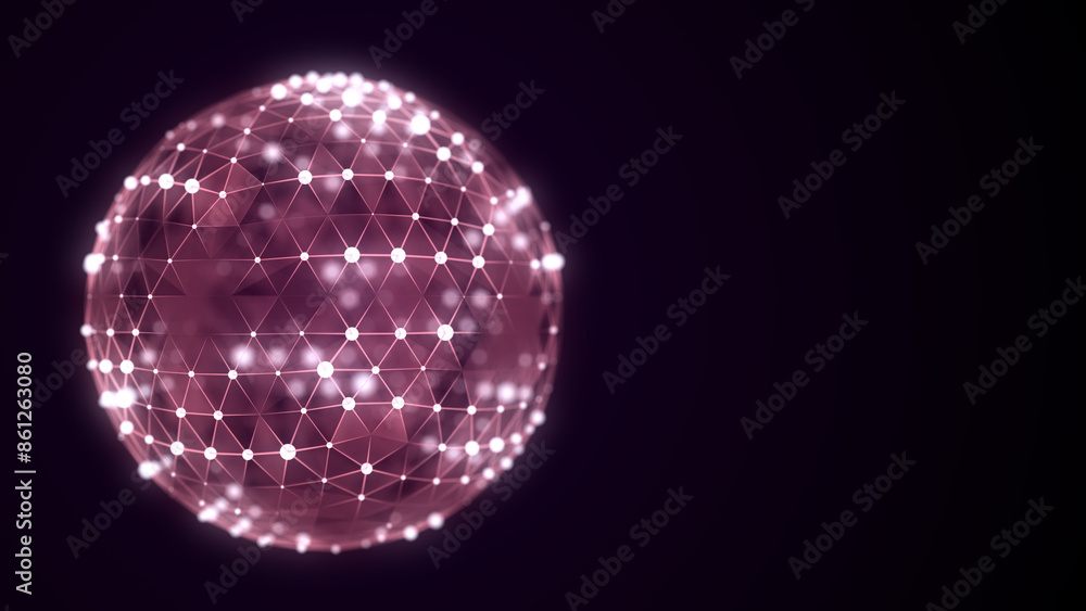 Poster futuristic sphere of particles and lines. network connection big data. abstract technology backgroun