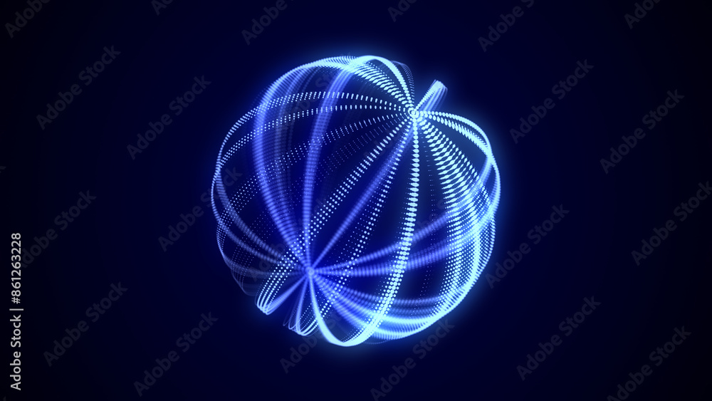 Poster futuristic sphere of particles and lines. network connection big data. abstract technology backgroun