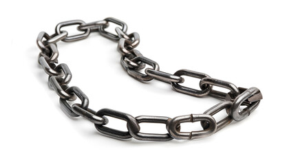 Obraz premium One common metal chain isolated on white