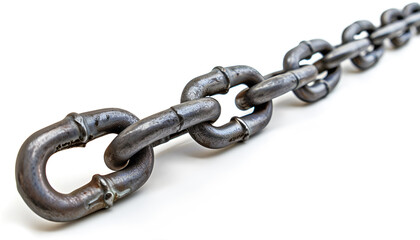 Obraz premium One common metal chain isolated on white