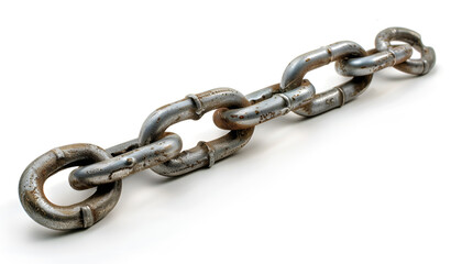 Fototapeta premium One common metal chain isolated on white