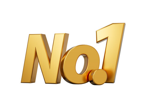 Golden no 1 text 3D illustration.
