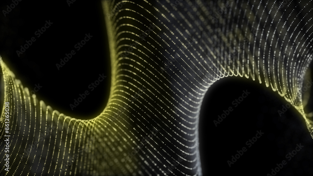 Poster futuristic digital wave. dark cyberspace. abstract music background. big data visualization with par