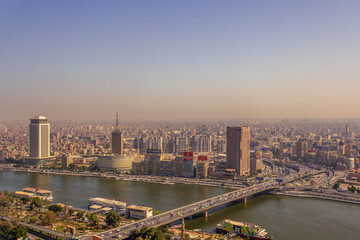 Fototapeta premium A panorama of Cairo as seen from the Cairo Tower.