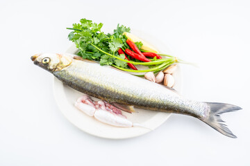 Fresh white fish and spices