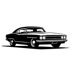 Obraz premium Vintage style classic muscle car black and white clip art.