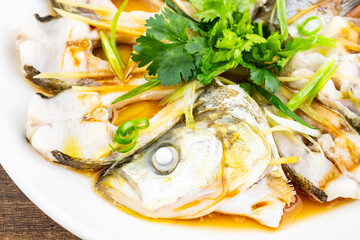Chinese home cooking dish steamed white fish