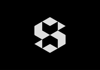 monochromatic logo letter S with up and down arrow symbol
