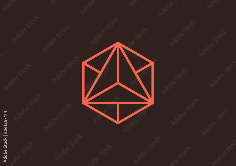 Poster up arrow based on hexagon shape with flux capacitor symbol