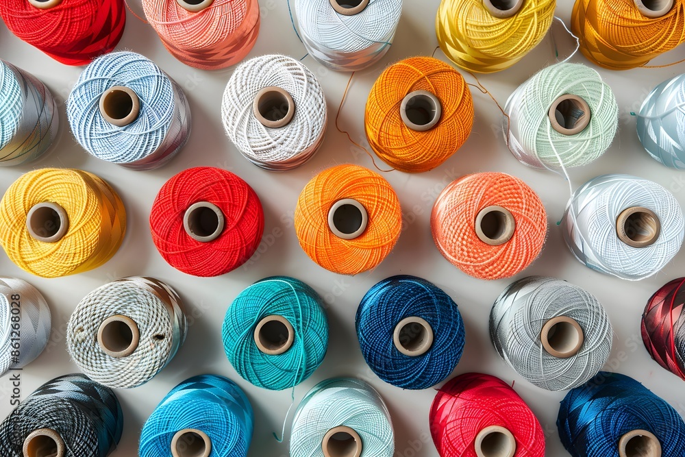 Poster close-up spools thread table