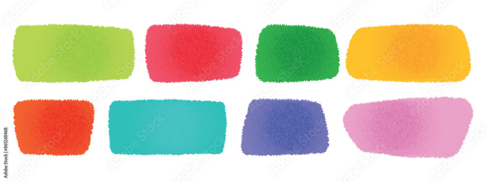 Aufkleber a set of multicolored free-form rectangles with grainy texture. noise grain dotwork shapes. green, b