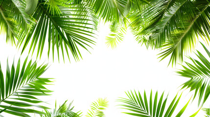 Obraz premium Palm leaves, monstera corner on isolated white background