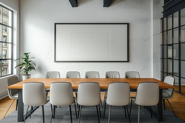 Modern meeting room with poster