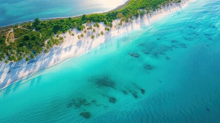 The beautiful tropical Island of Zanzibar aerial view. sea in Zanzibar beach, Tanzania.