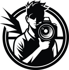 photographer silhouette logo vector