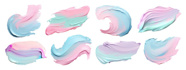 Pastel colorful paint brush stroke set