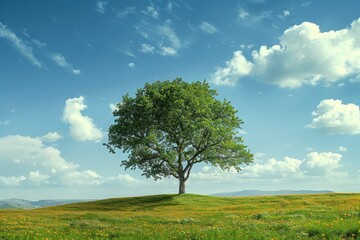 Fototapeta premium Lonely tree at the empty meadow