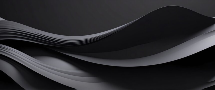 black theme wave layers solid d abstract background banner with copy space