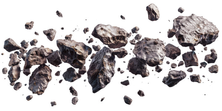 dark meteor asteroid belt isolated on white or transparent png