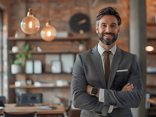 Confident Business Leader Negotiating a Deal in a Stylish Modern Office Environment