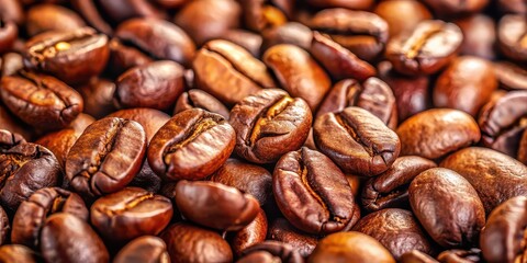 Close-up of freshly roasted coffee beans with rich aroma and texture, roasted, coffee, beans, close-up, fresh, aroma, texture