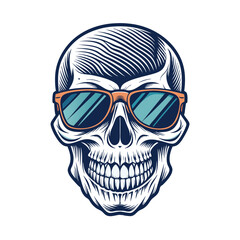 line art vector illustration of a skull wearing sunglasses. can be used to t-shirt emblem and more