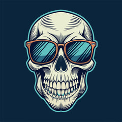 line art vector illustration of a skull wearing sunglasses. can be used to t-shirt emblem and more