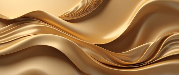 Fototapeta premium gold theme silk laces wave layers solid d abstract background banner with copy space