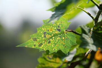 damage leaf with holes